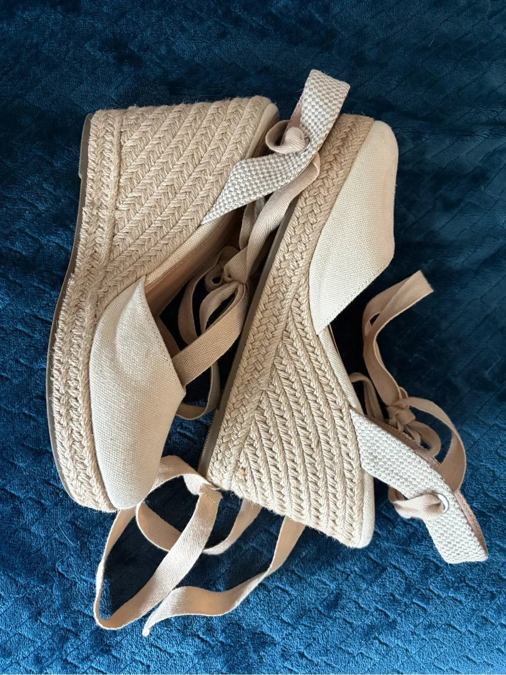 ZBY-Ivory Lace-Up Espadrille Heels-size 8